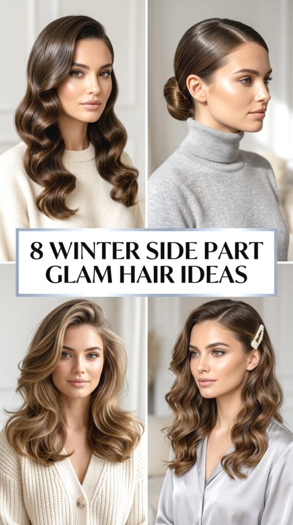Winter Side Part Glam Hair Ideas