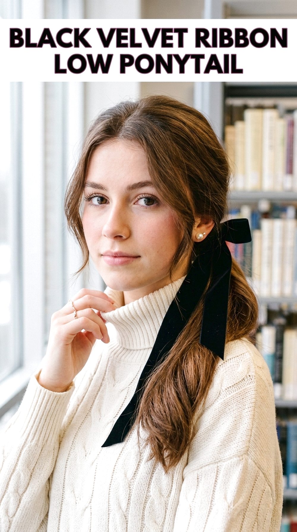 Black Velvet Ribbon Low Ponytail