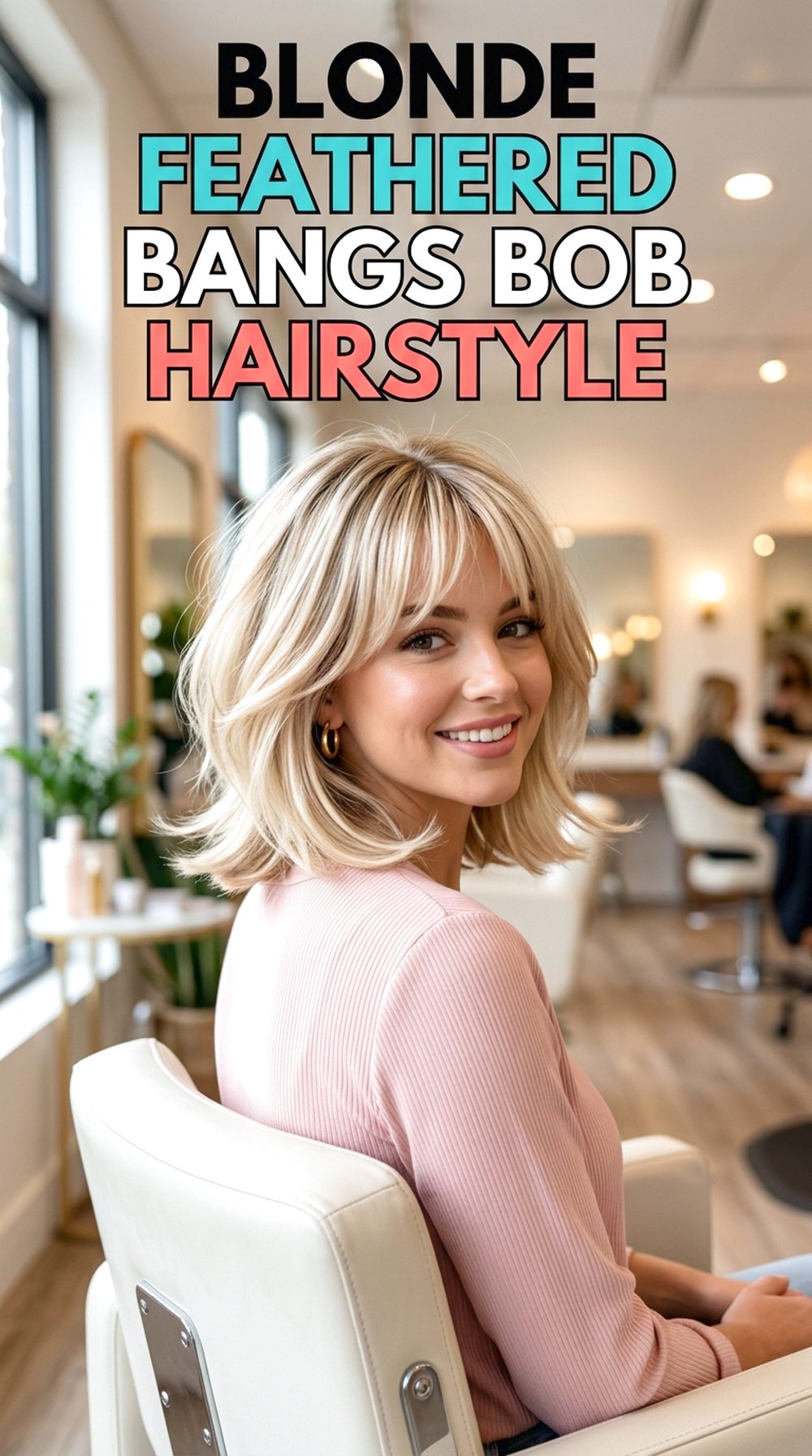 Blonde Feathered Bangs Bob