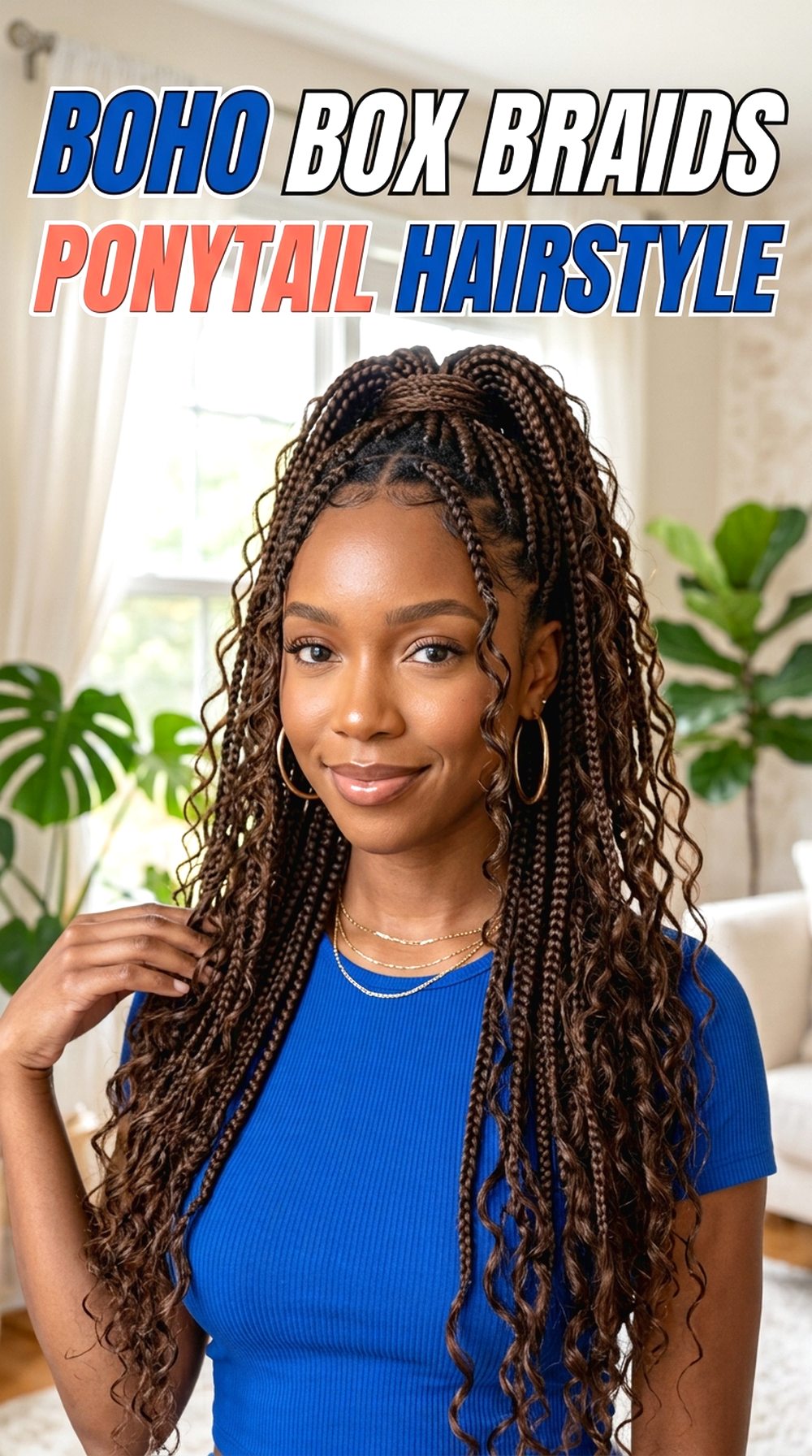 Boho Box Braids Ponytail