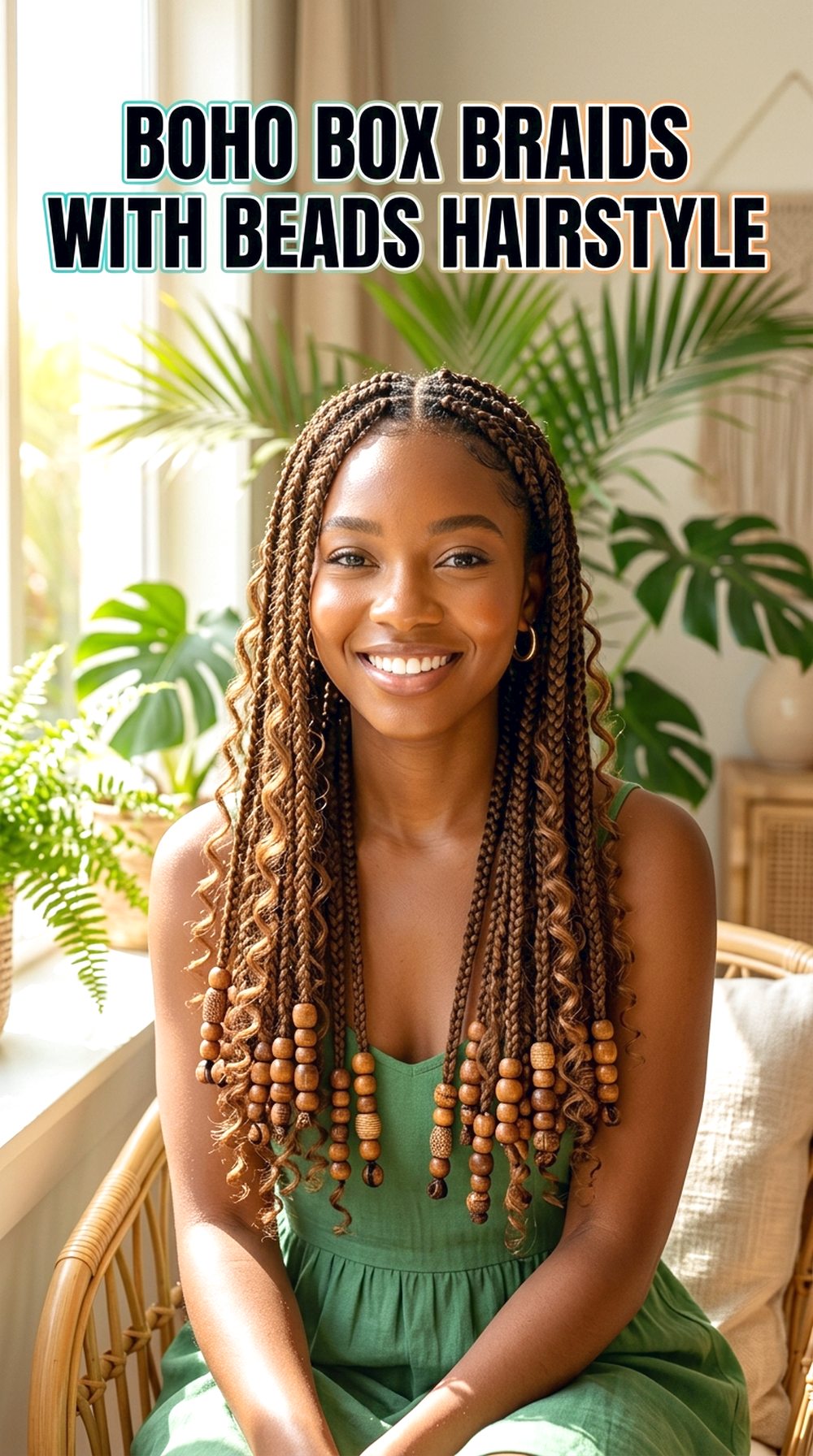 Boho Box Braids With Beads