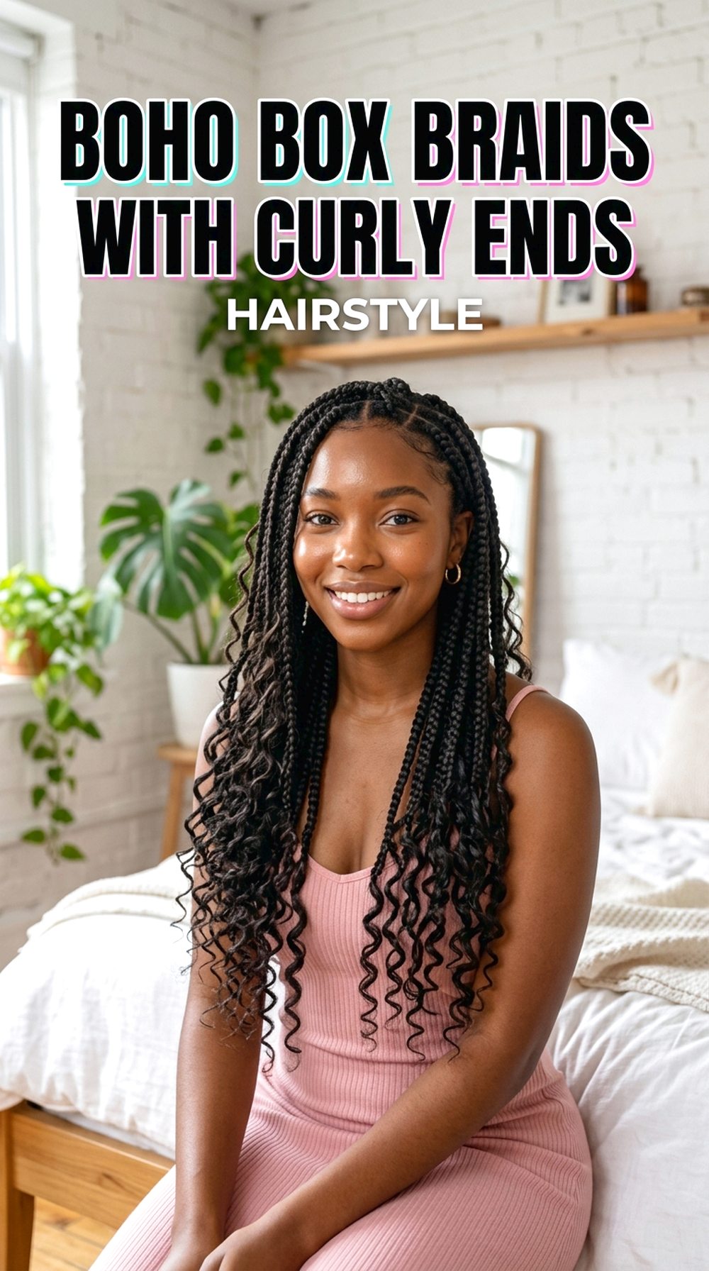 Boho Box Braids With Curly Ends