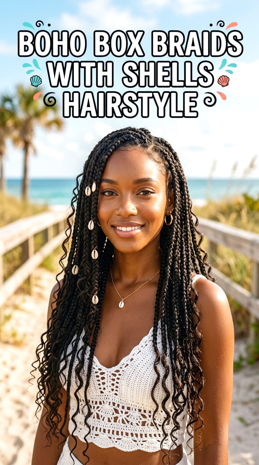 Boho Box Braids With Shells