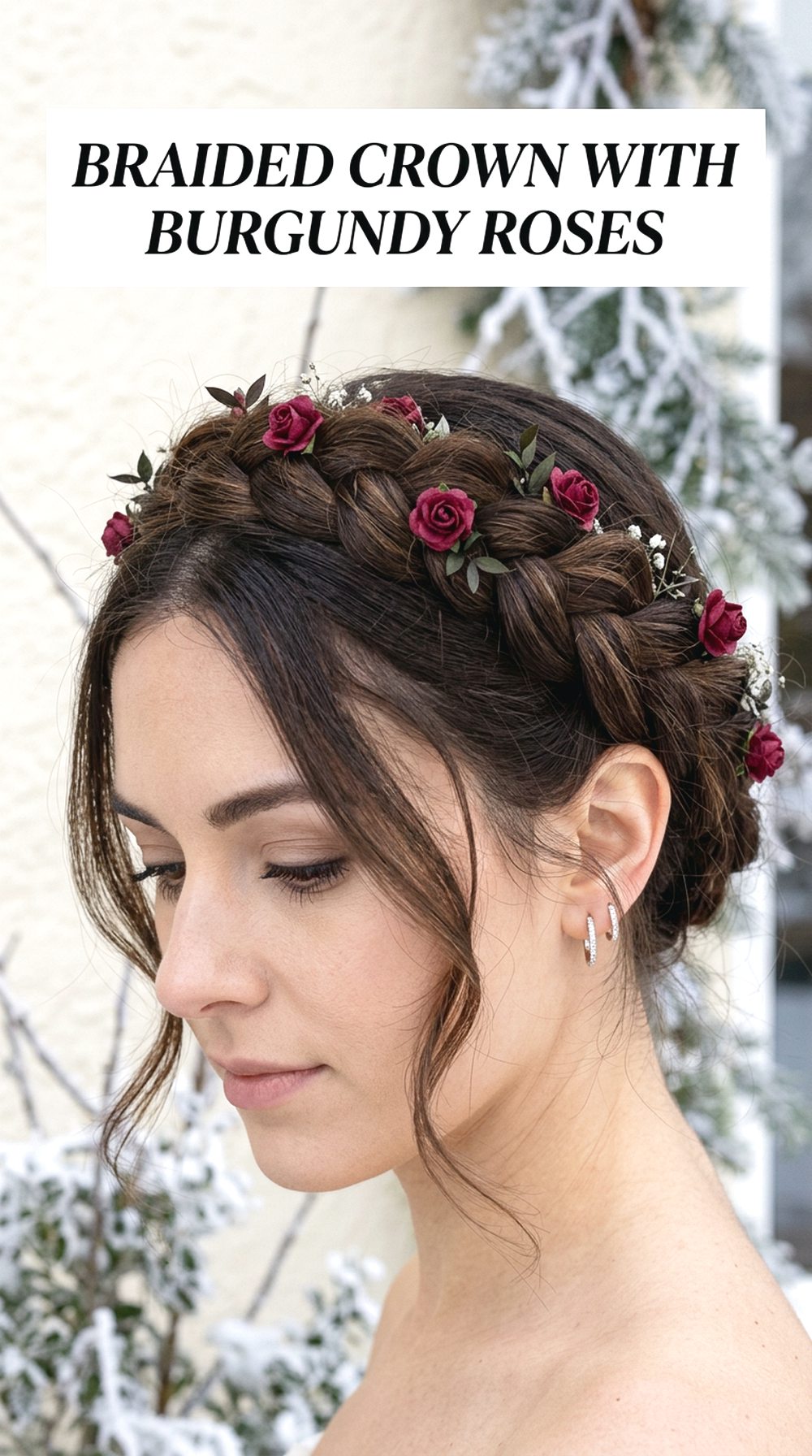 Braided Crown With Burgundy Roses