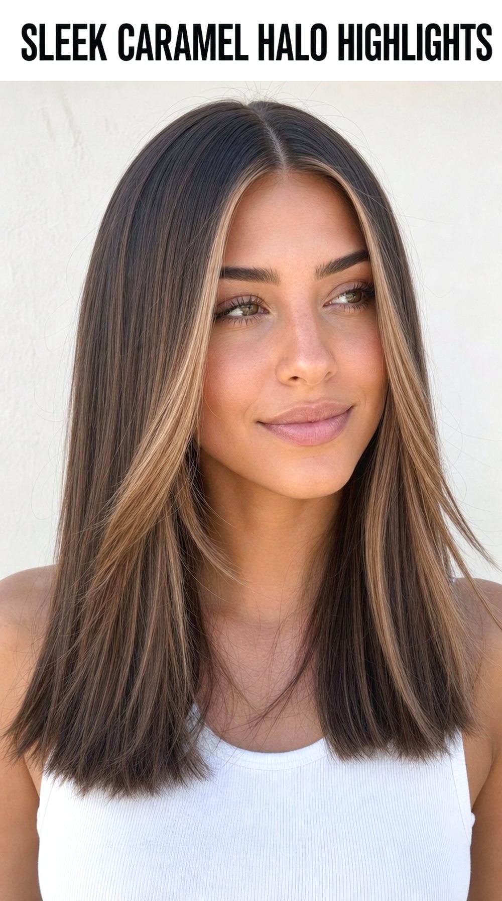 Caramel Halo Highlights on Dark Hair