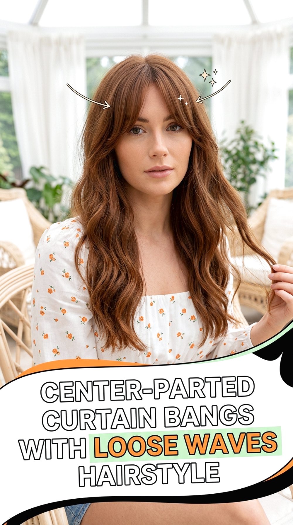 Center-Parted Curtain Bangs With Loose Waves