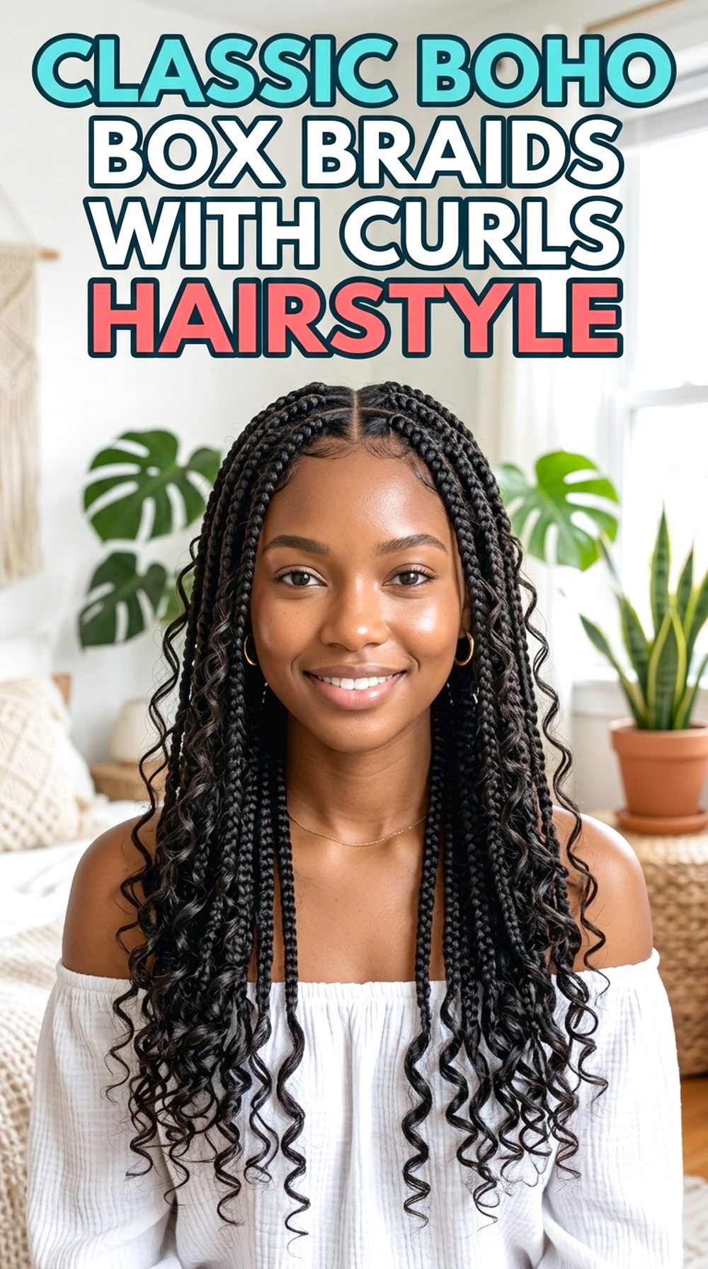 Classic Boho Box Braids With Curls