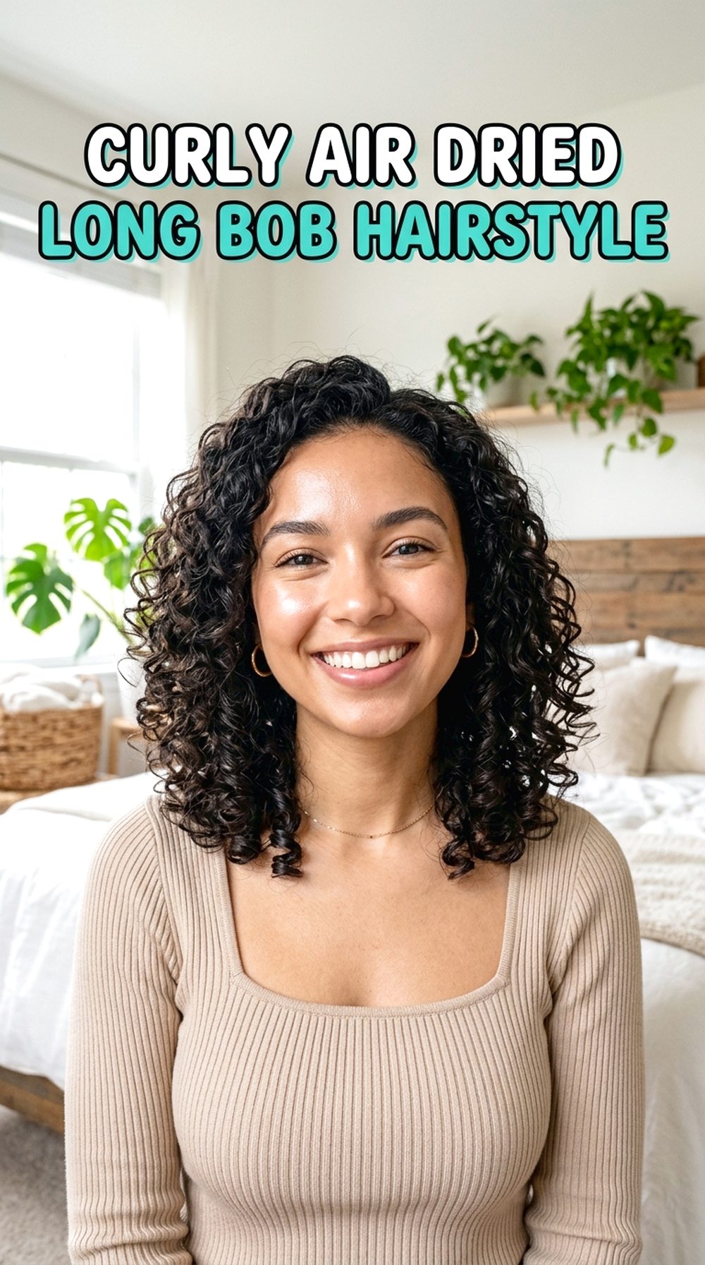 Curly Air Dried Long Bob