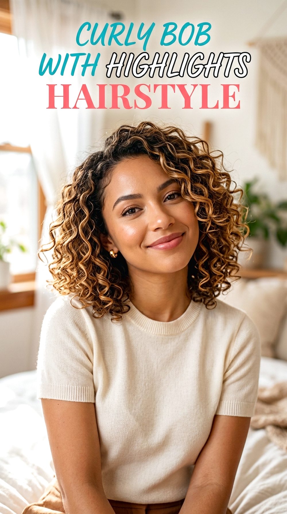 Curly Bob With Highlights