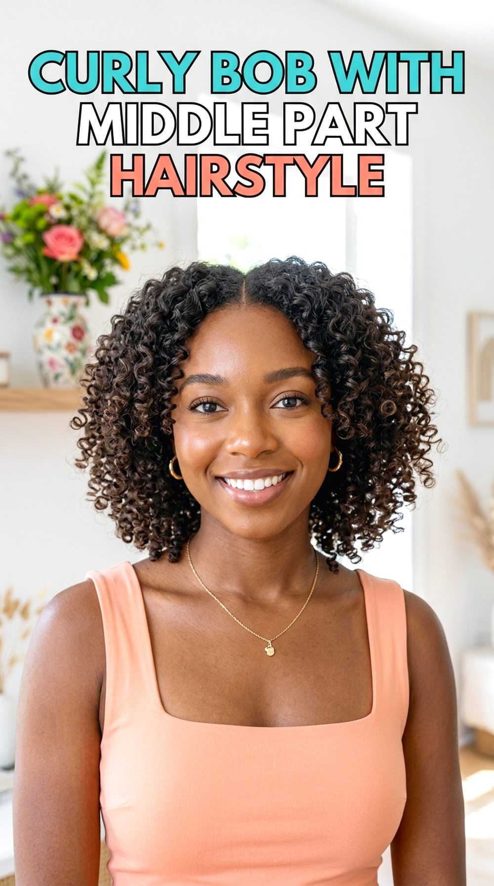 Curly Bob With Middle Part