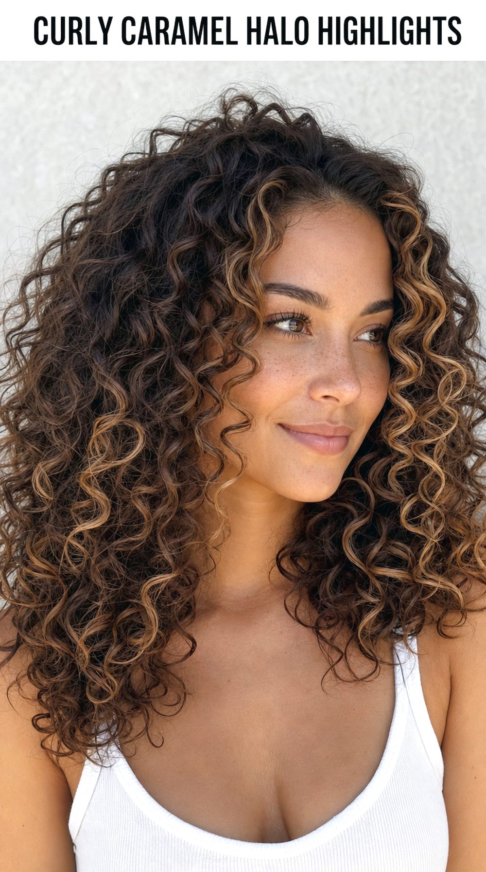 Curly Caramel Halo Highlights