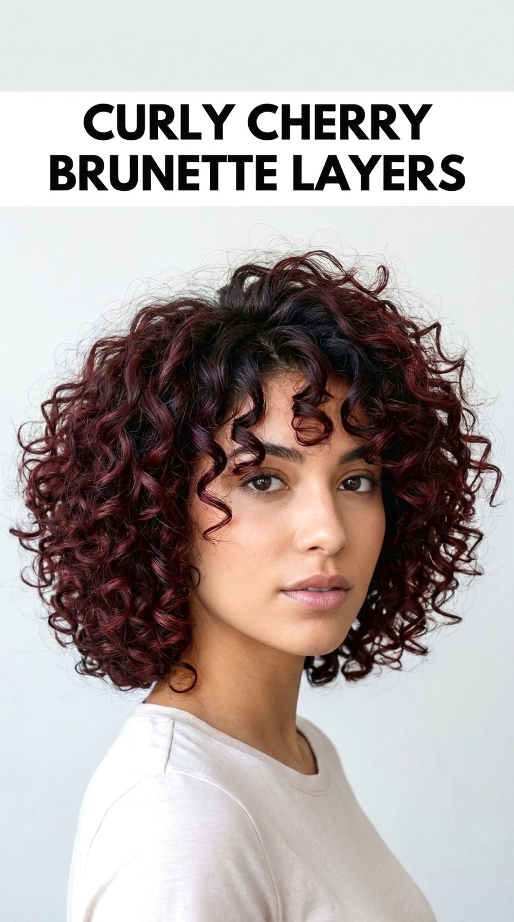 Curly Cherry Brunette Layers