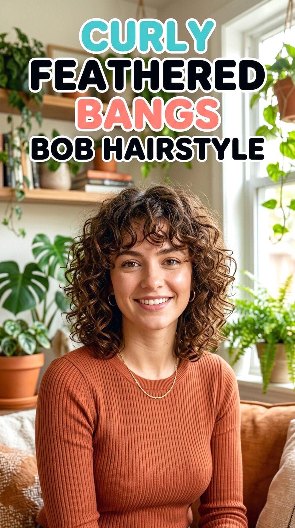 Curly Feathered Bangs Bob