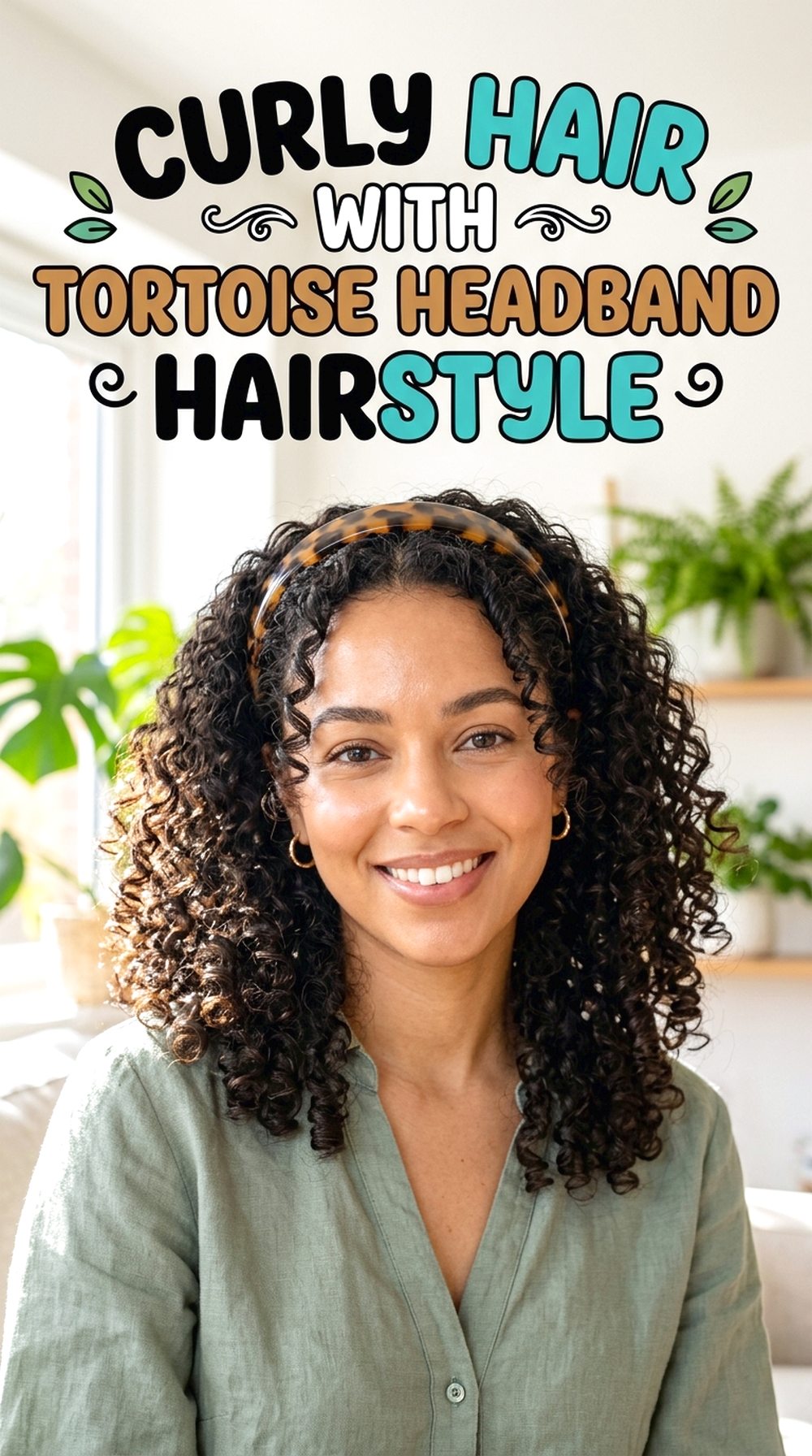 Curly Hair With Tortoise Headband