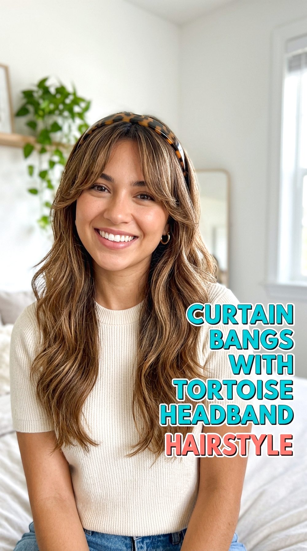 Curtain Bangs With Tortoise Headband