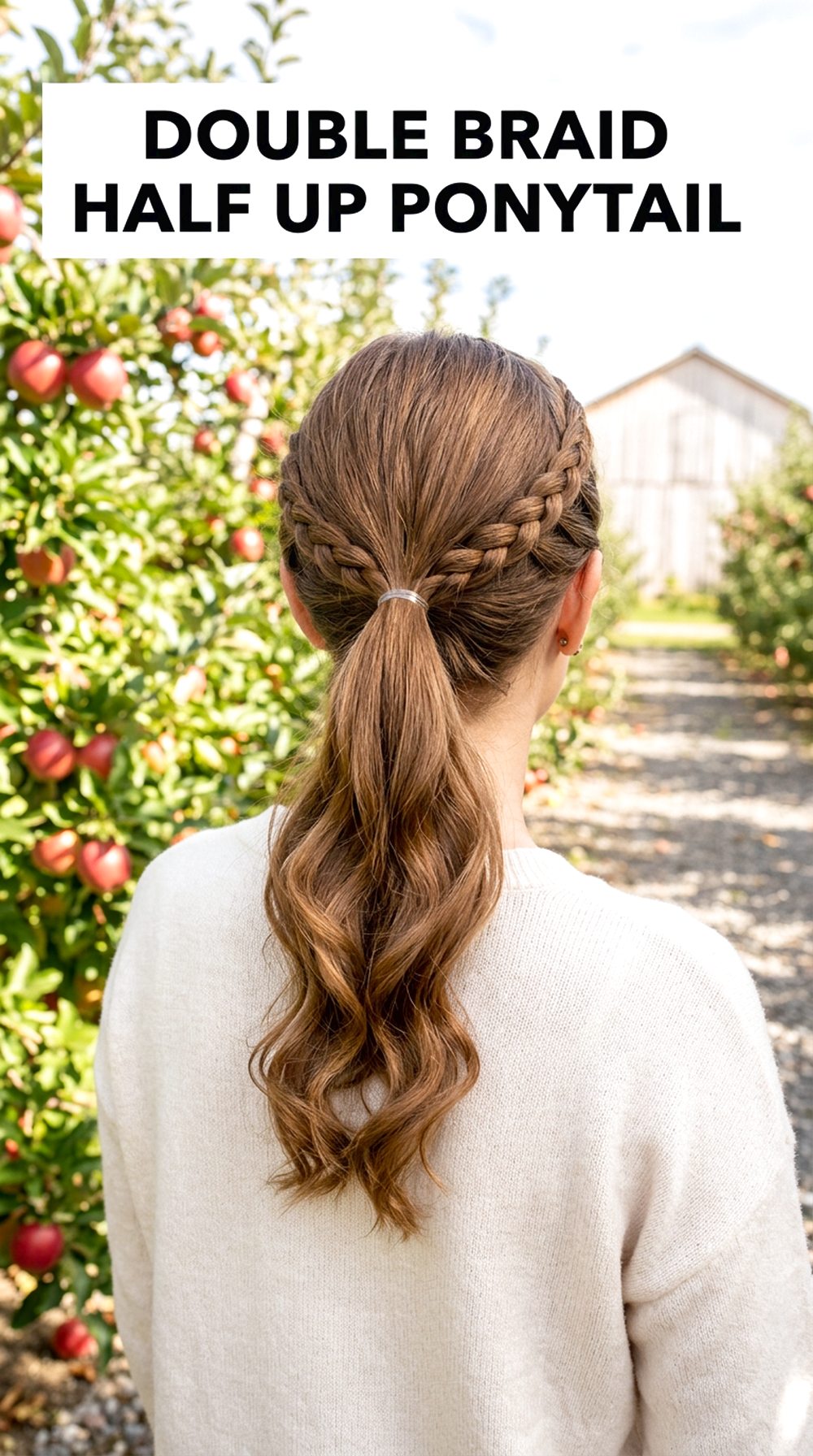 Double Braid Half Up Ponytail