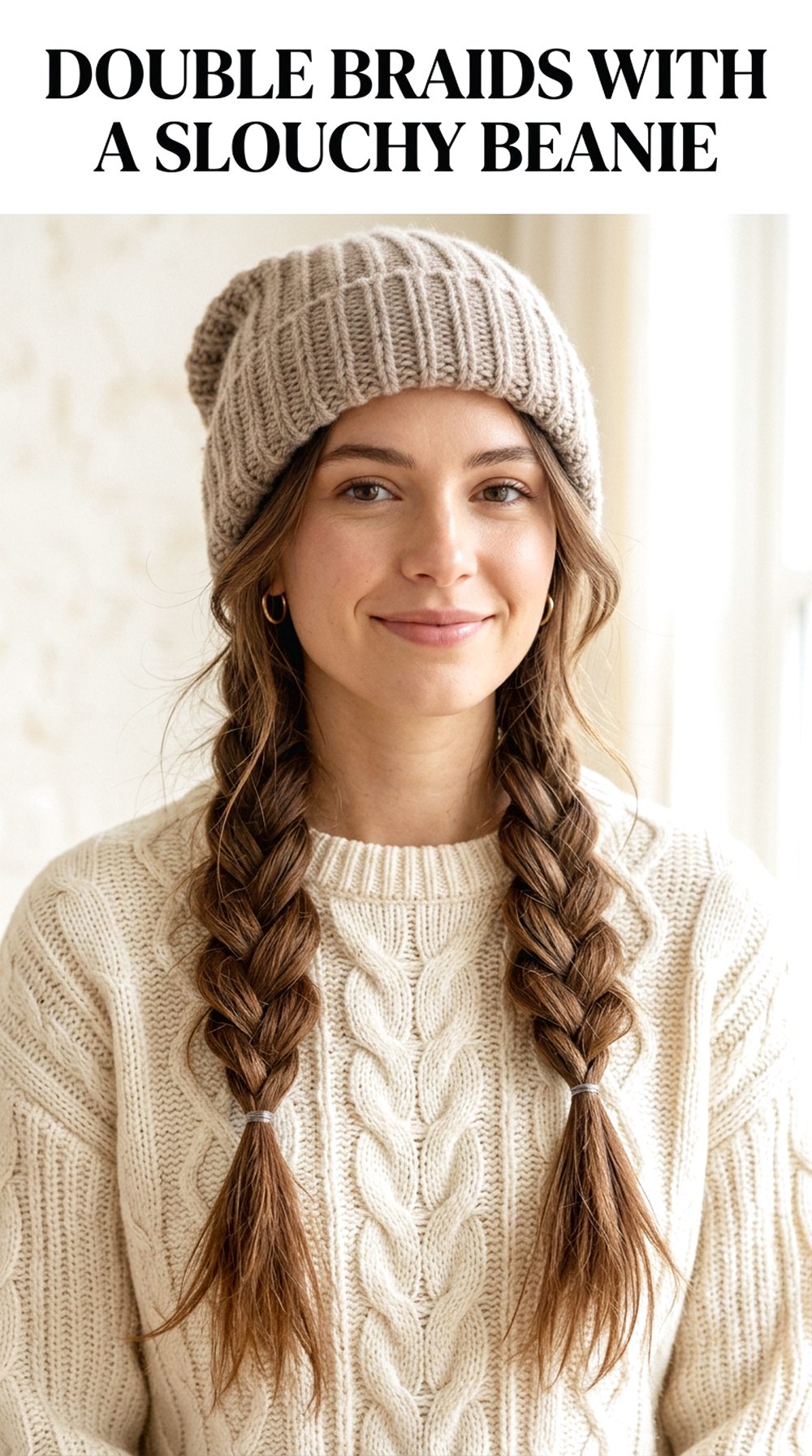 Double Braids With A Slouchy Beanie