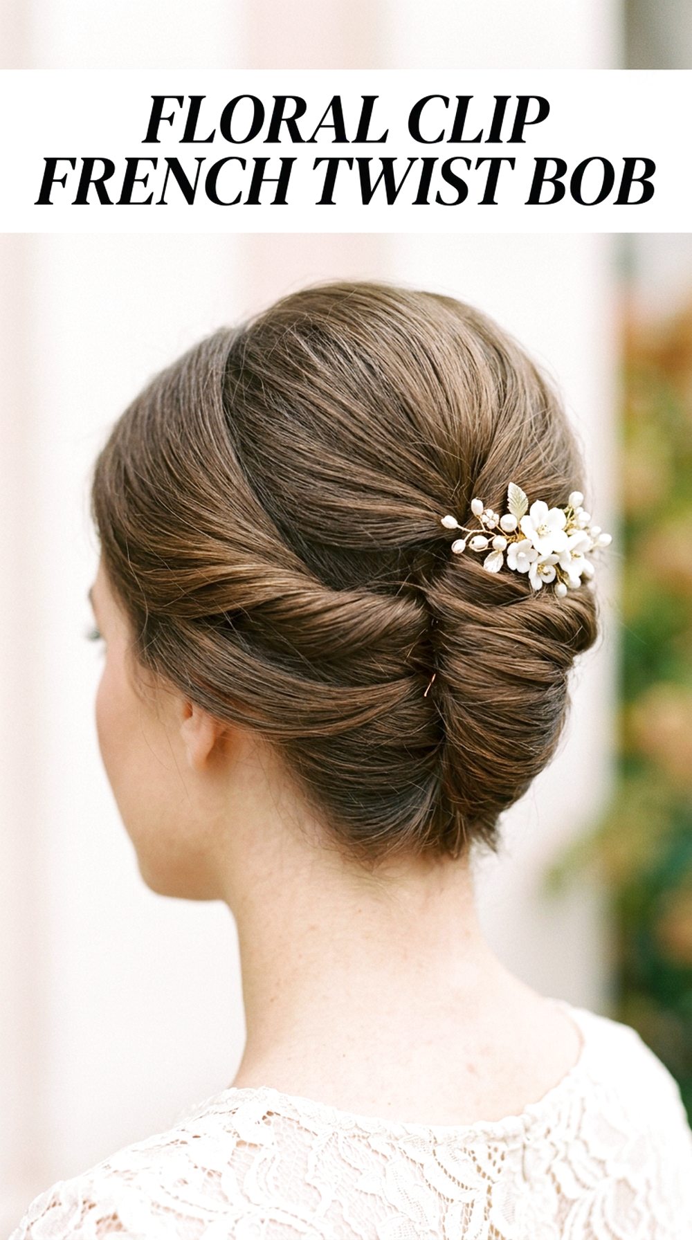 Floral Clip French Twist Bob