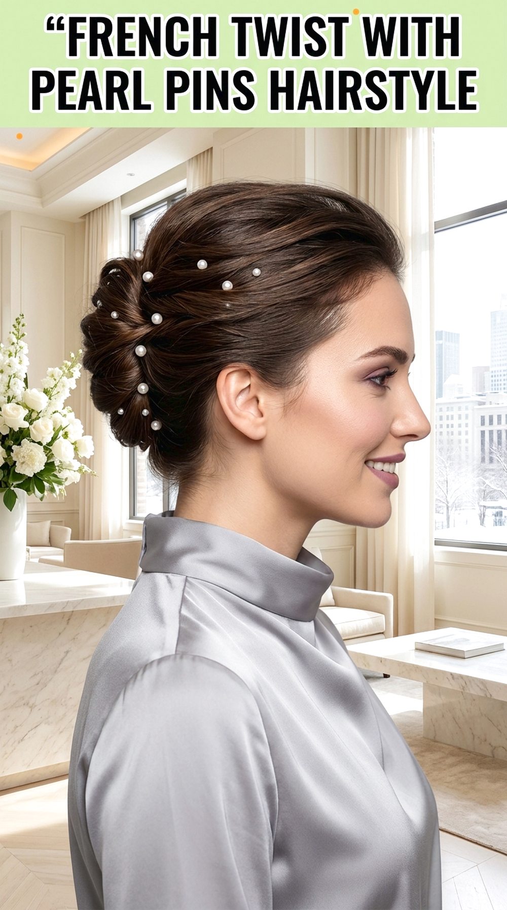 French Twist With Pearl Pins