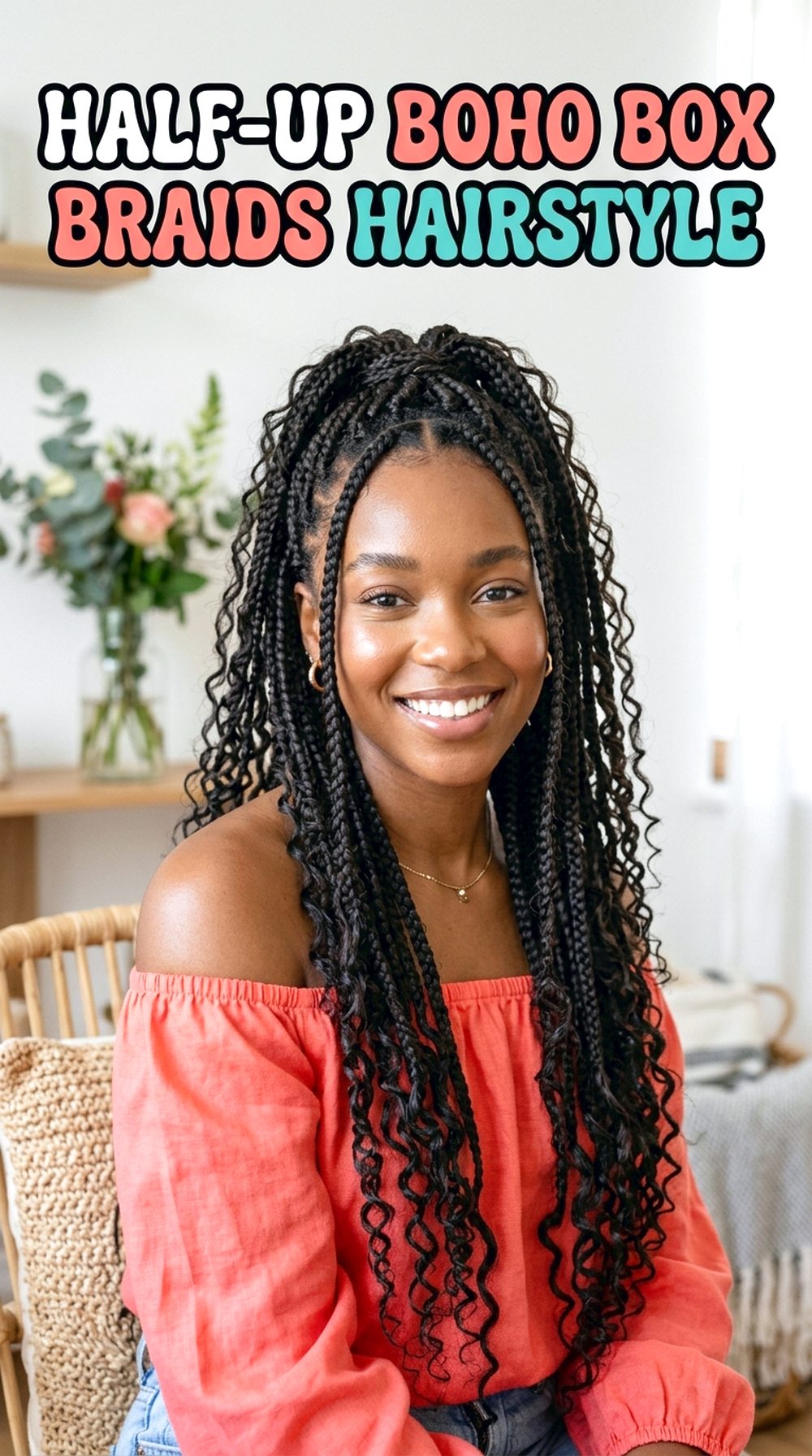 Half-Up Boho Box Braids
