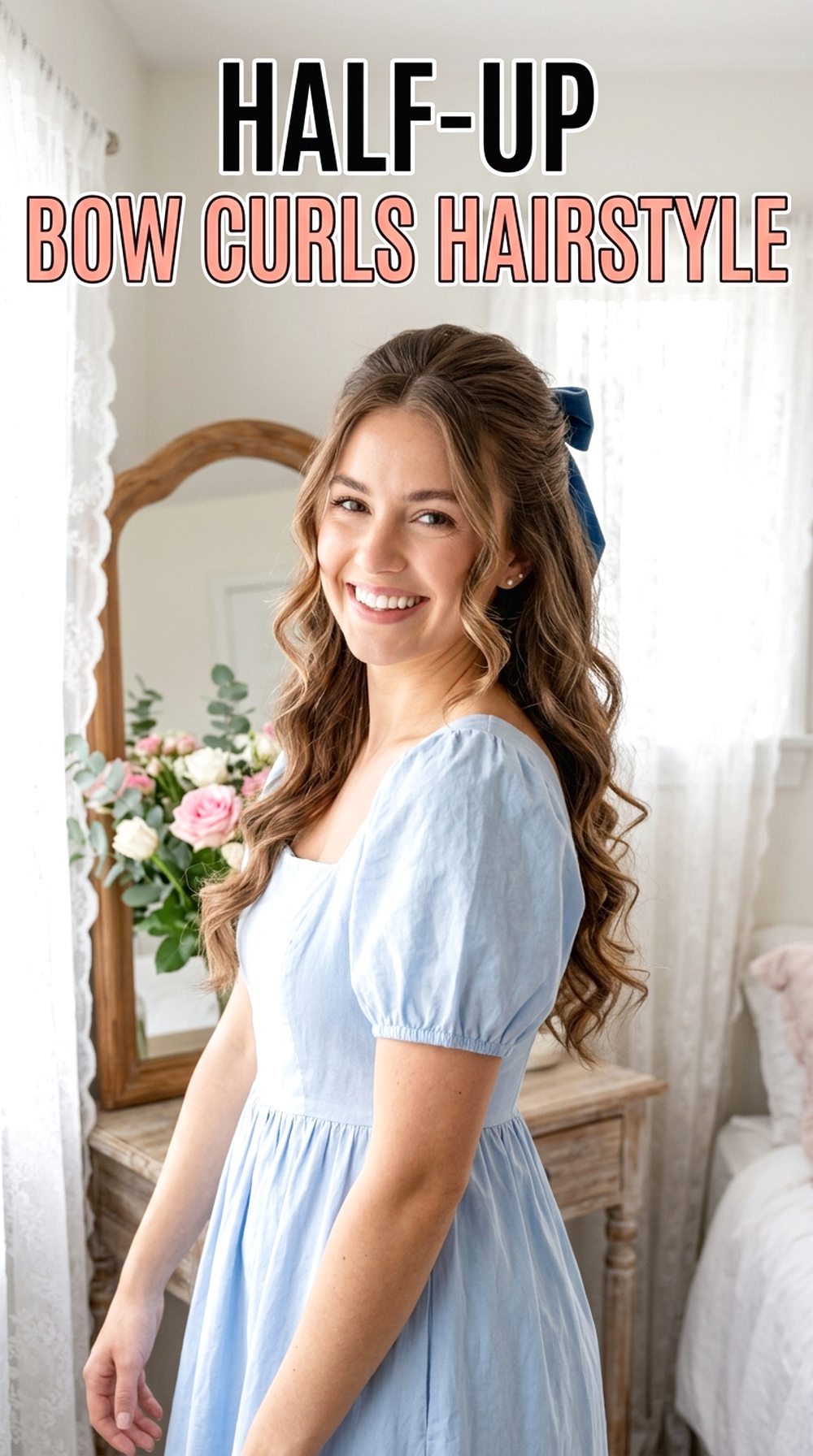 Half-Up Bow Curls Hairstyle