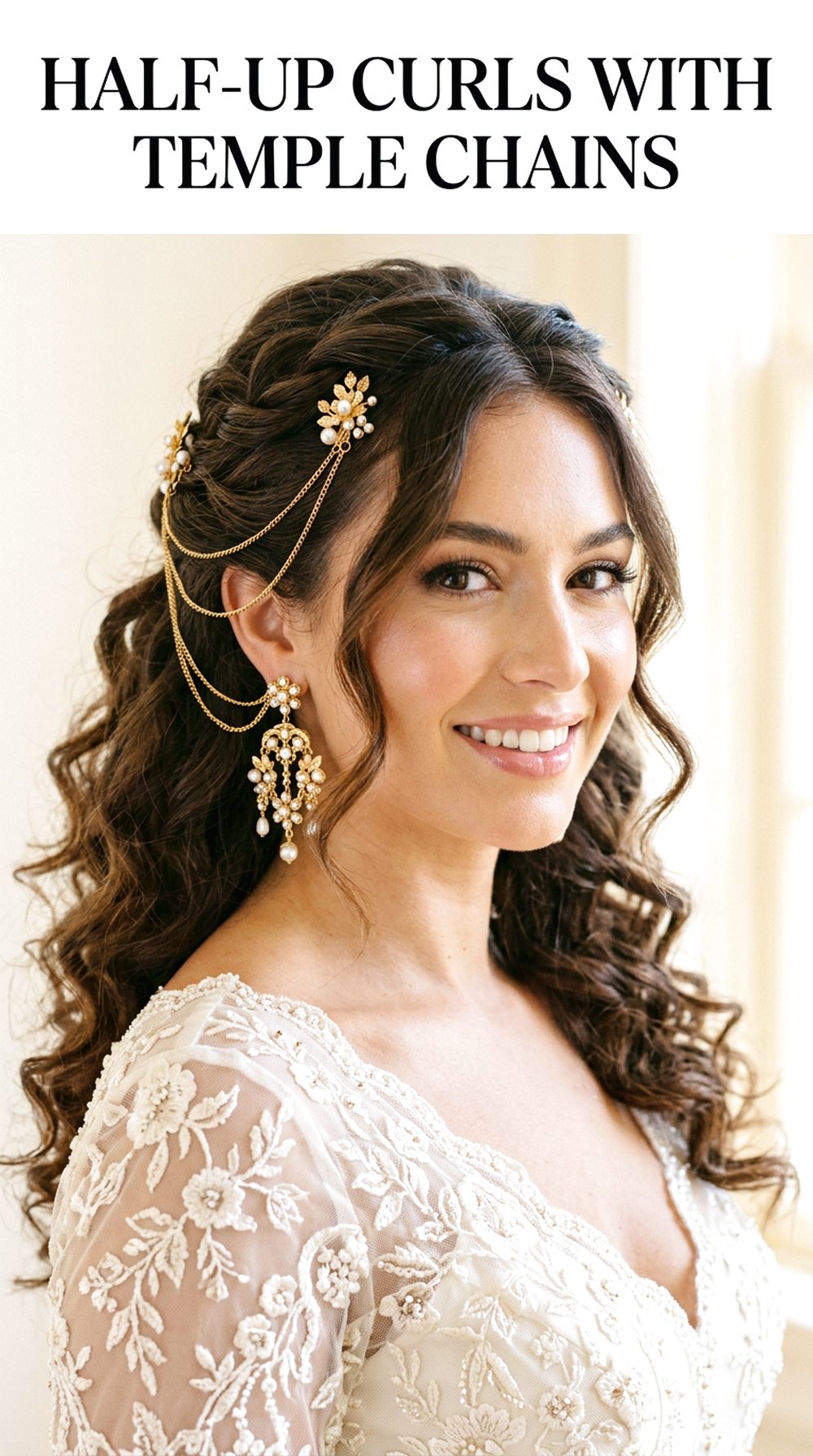 Half-Up Curls With Temple Chains