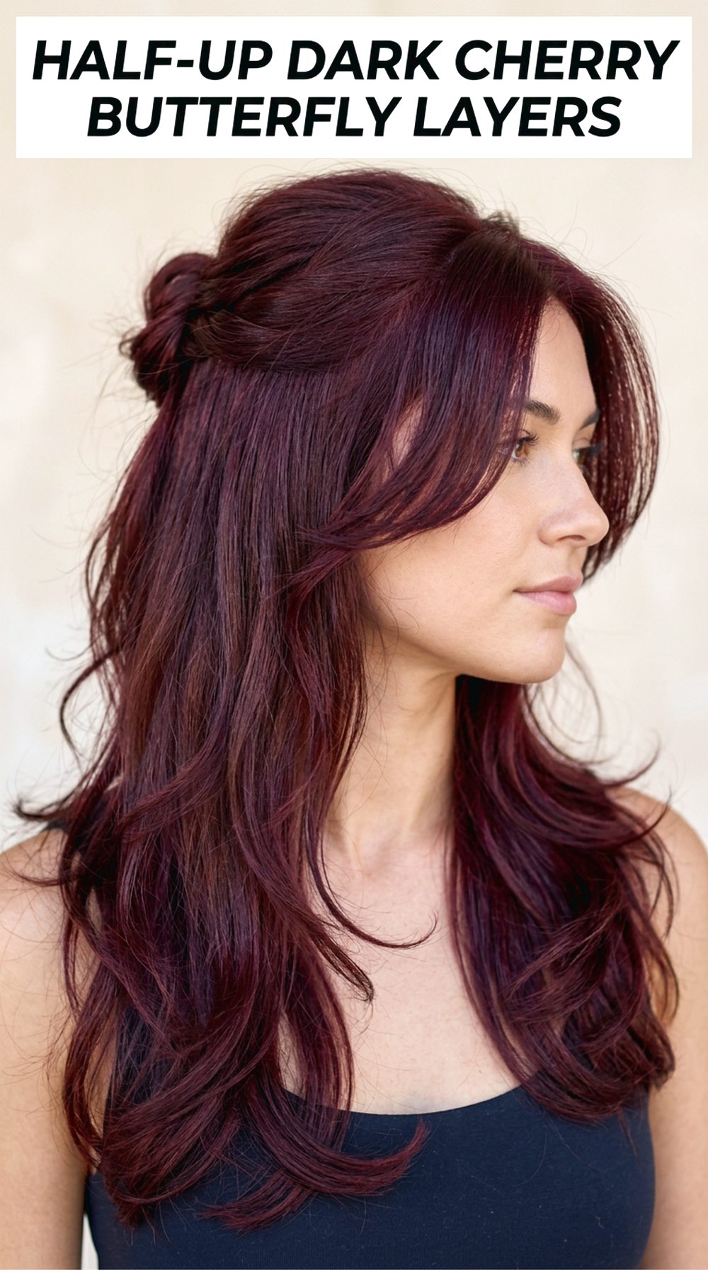 Half-Up Dark Cherry Butterfly Layers