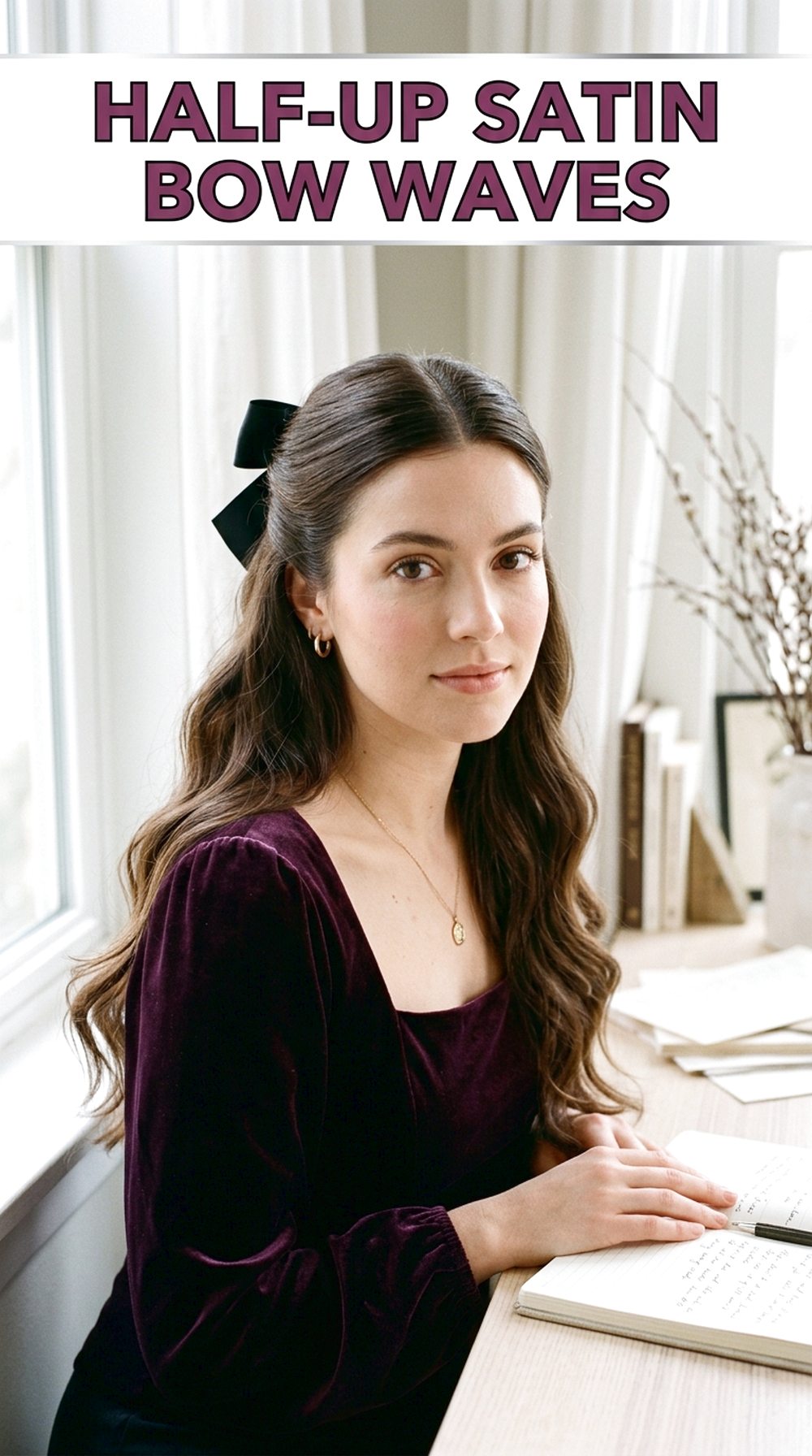 Half-Up Satin Bow Waves