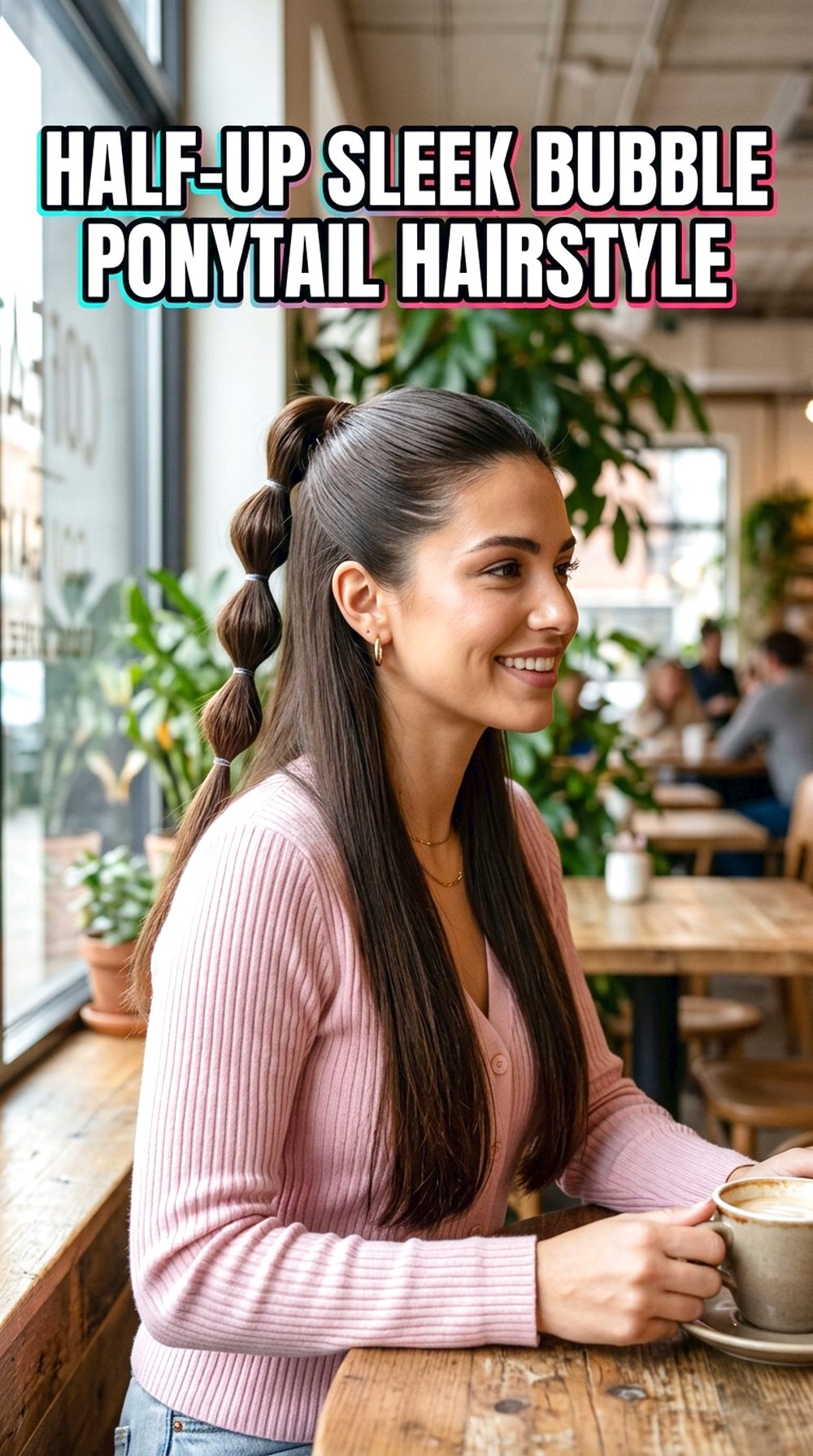 Half-Up Sleek Bubble Ponytail