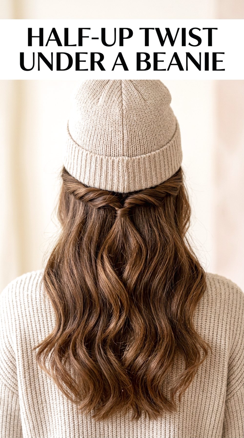 Half-Up Twist Under A Beanie