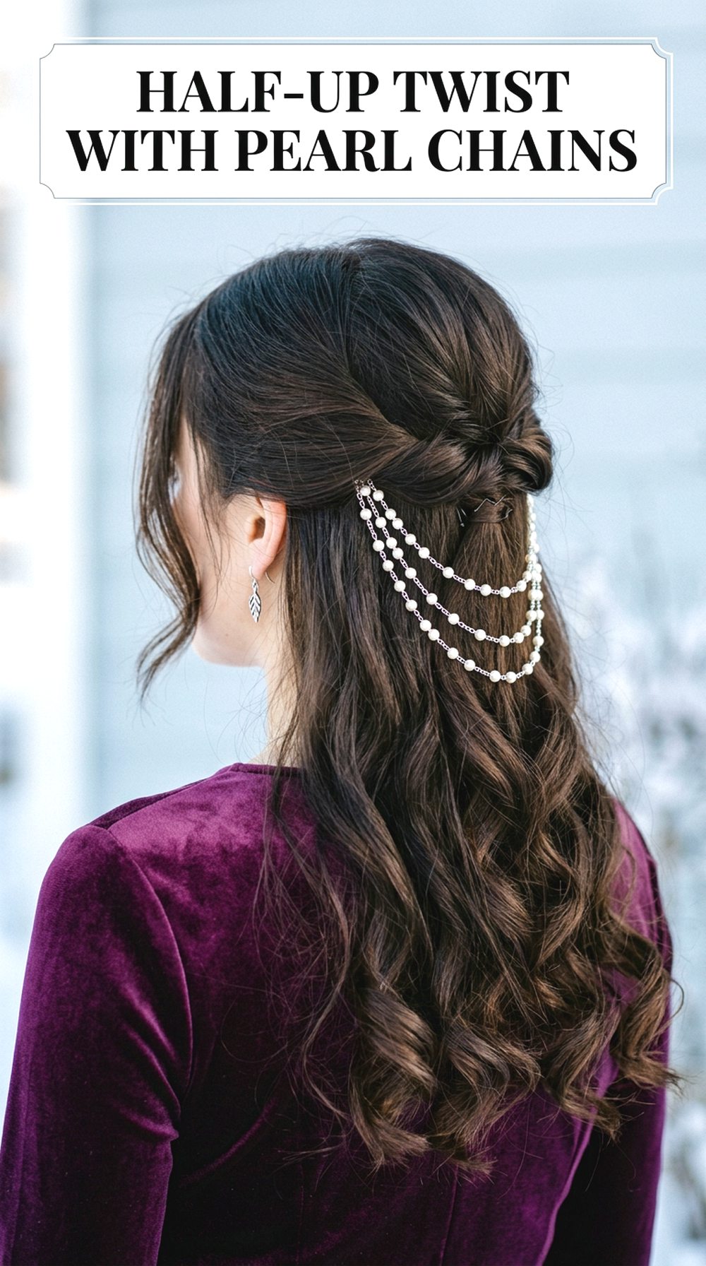 Half-Up Twist With Pearl Chains