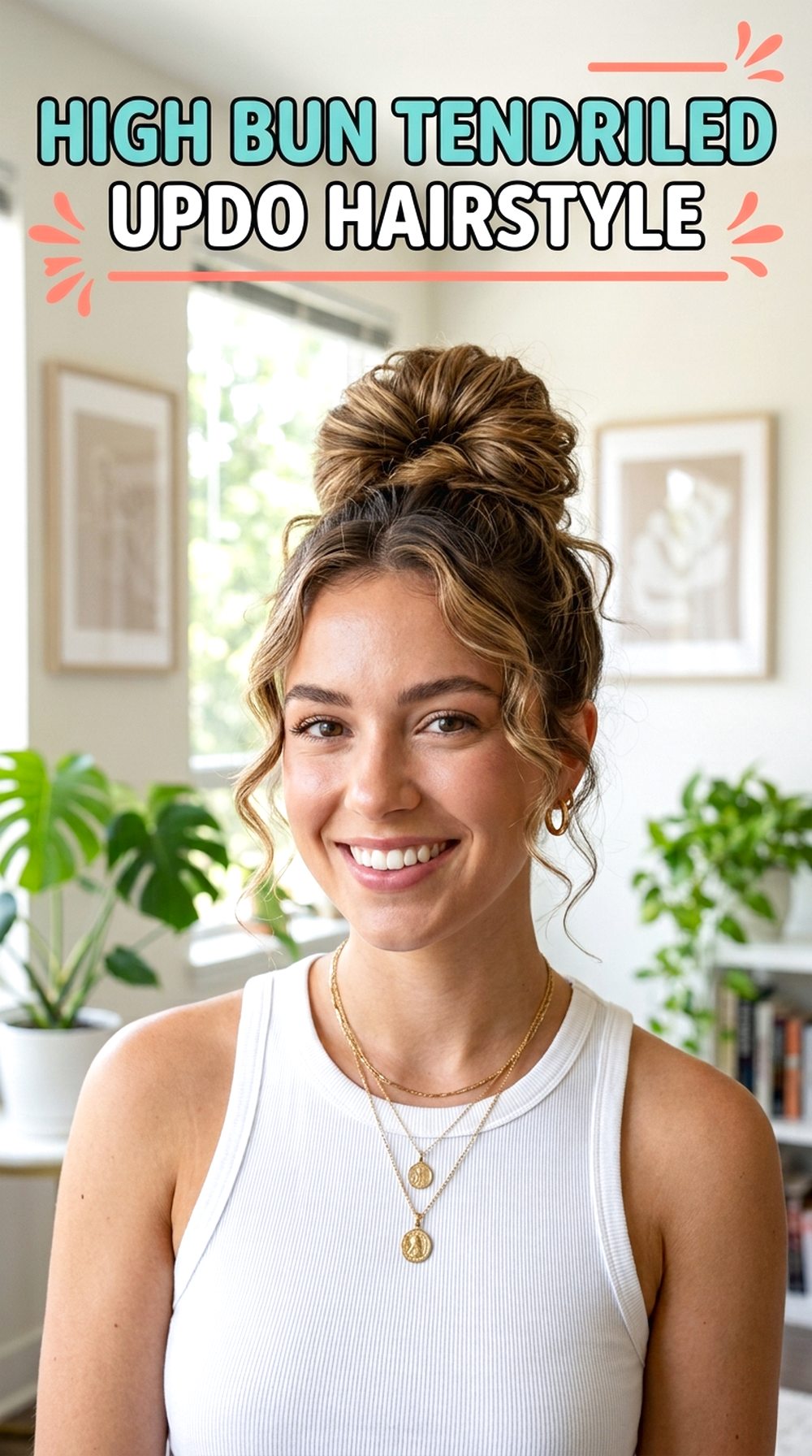 High Bun Tendriled Updo