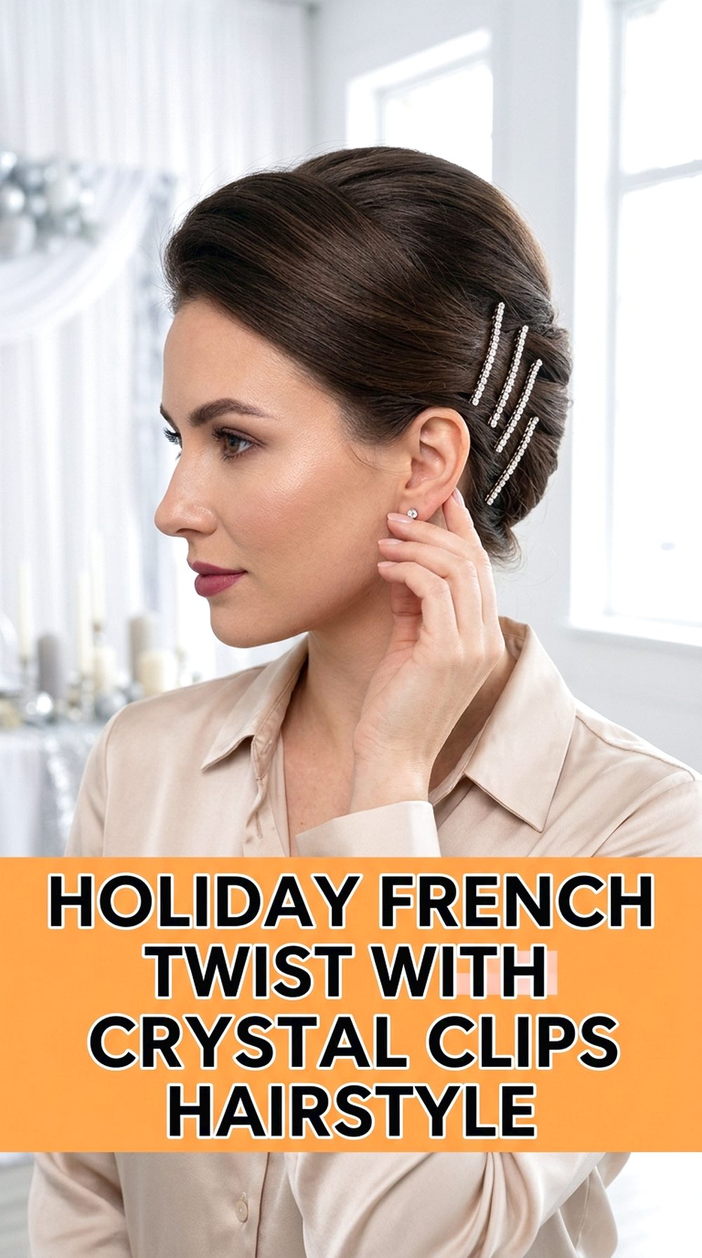 Holiday French Twist With Crystal Clips