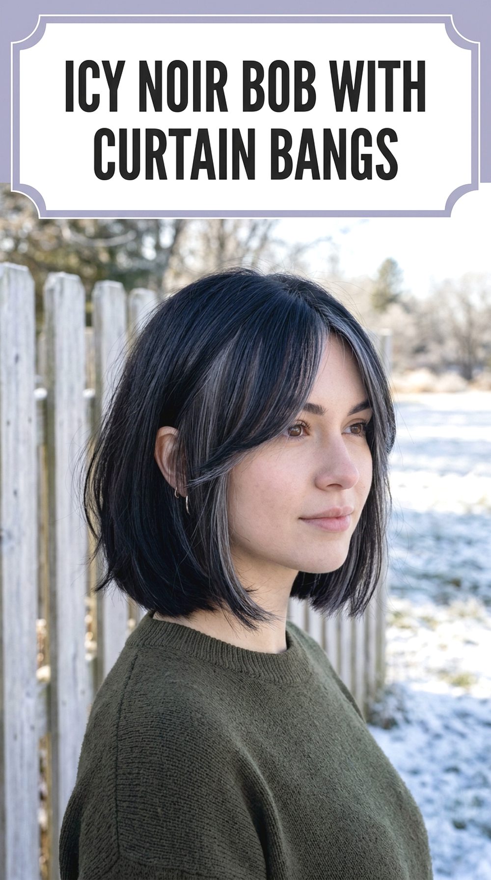 Icy Noir Bob With Curtain Bangs