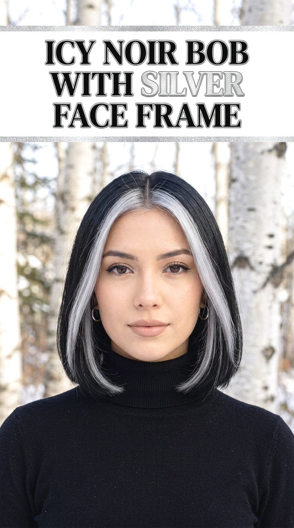 Icy Noir Bob With Silver Face Frame