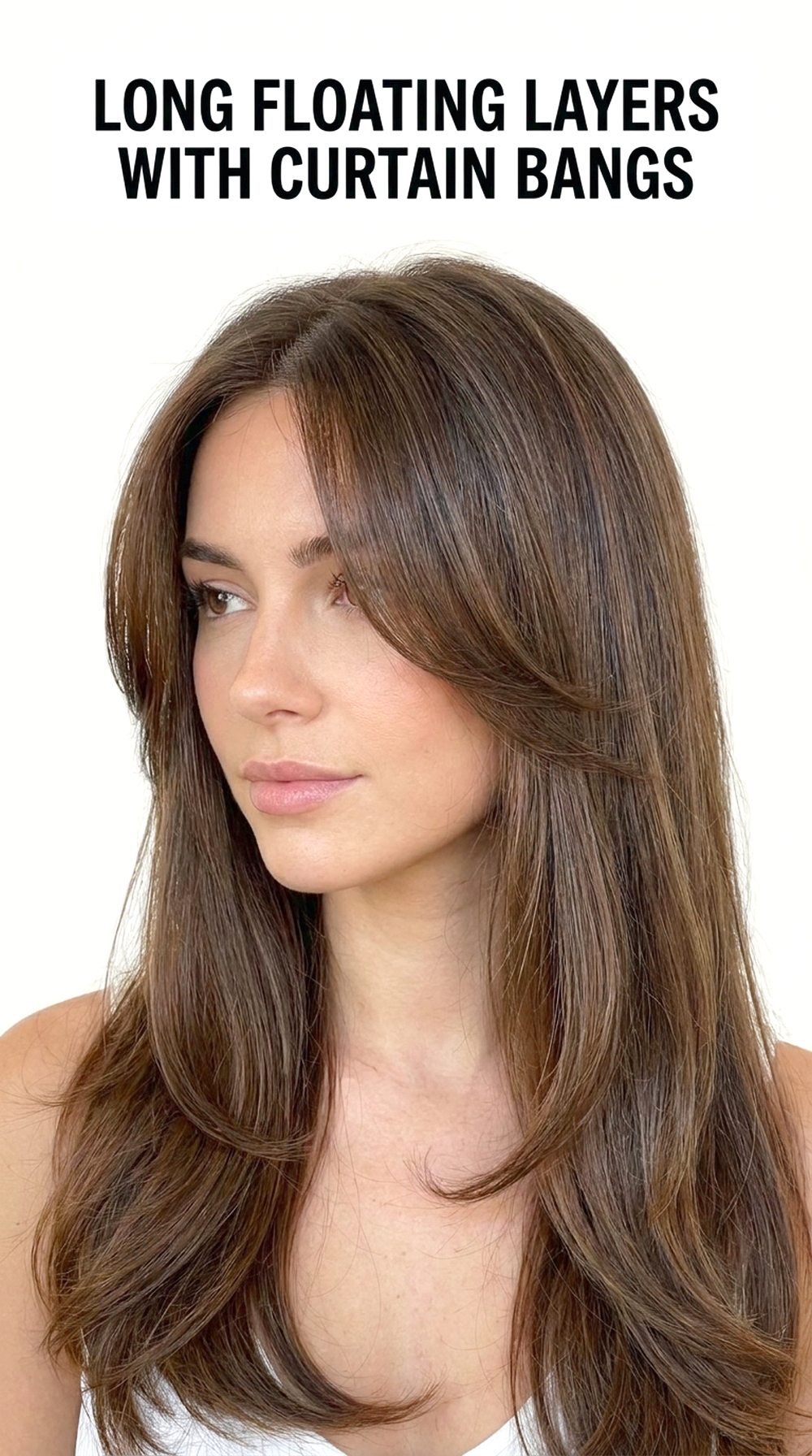 Long Floating Layers With Curtain Bangs