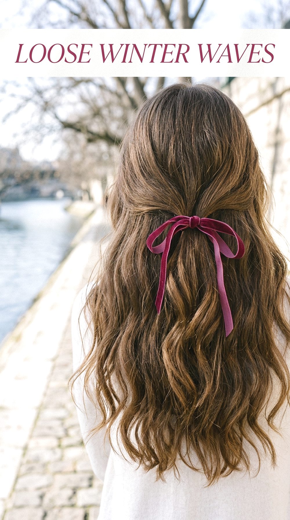 Loose Winter Waves With Velvet Ribbon