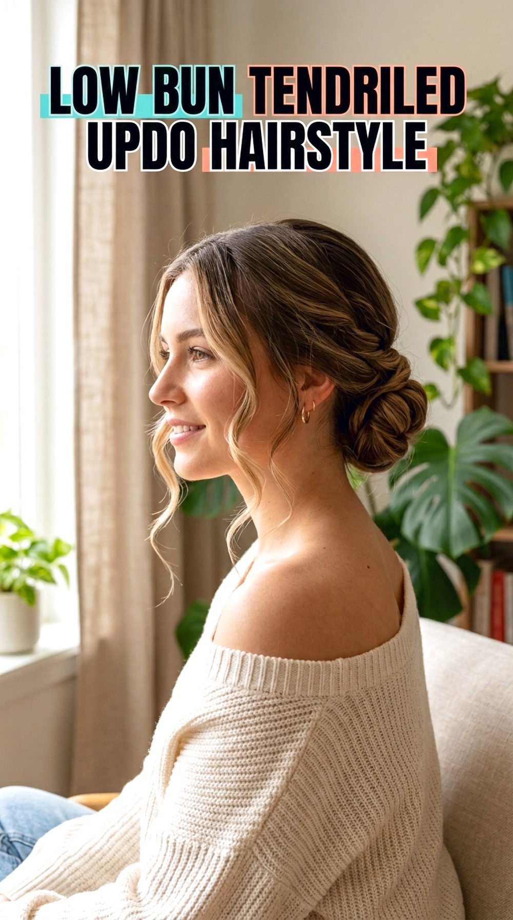 Low Bun Tendriled Updo