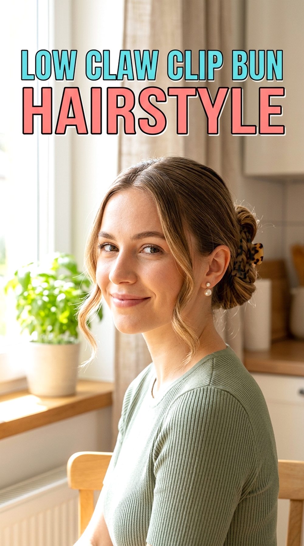 Low Claw Clip Bun Hairstyle