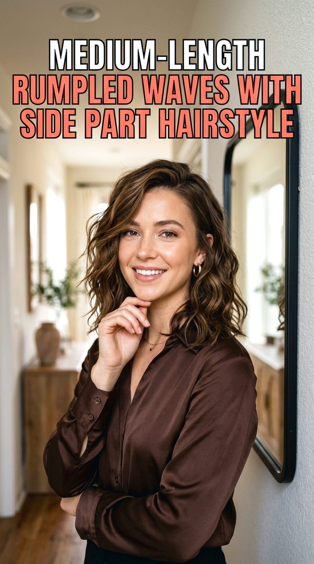 Medium-Length Rumpled Waves With Side Part