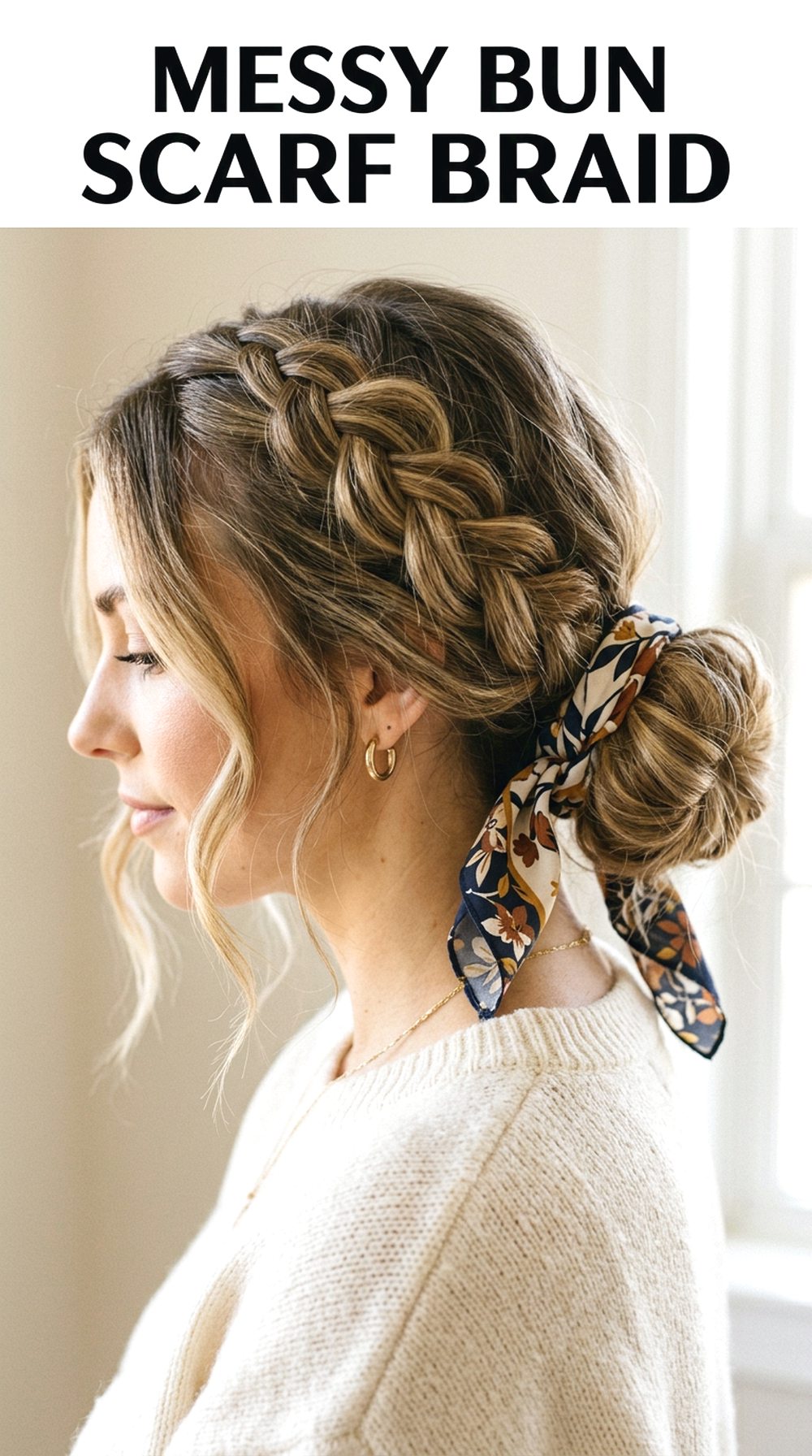 Messy Bun Scarf Braid