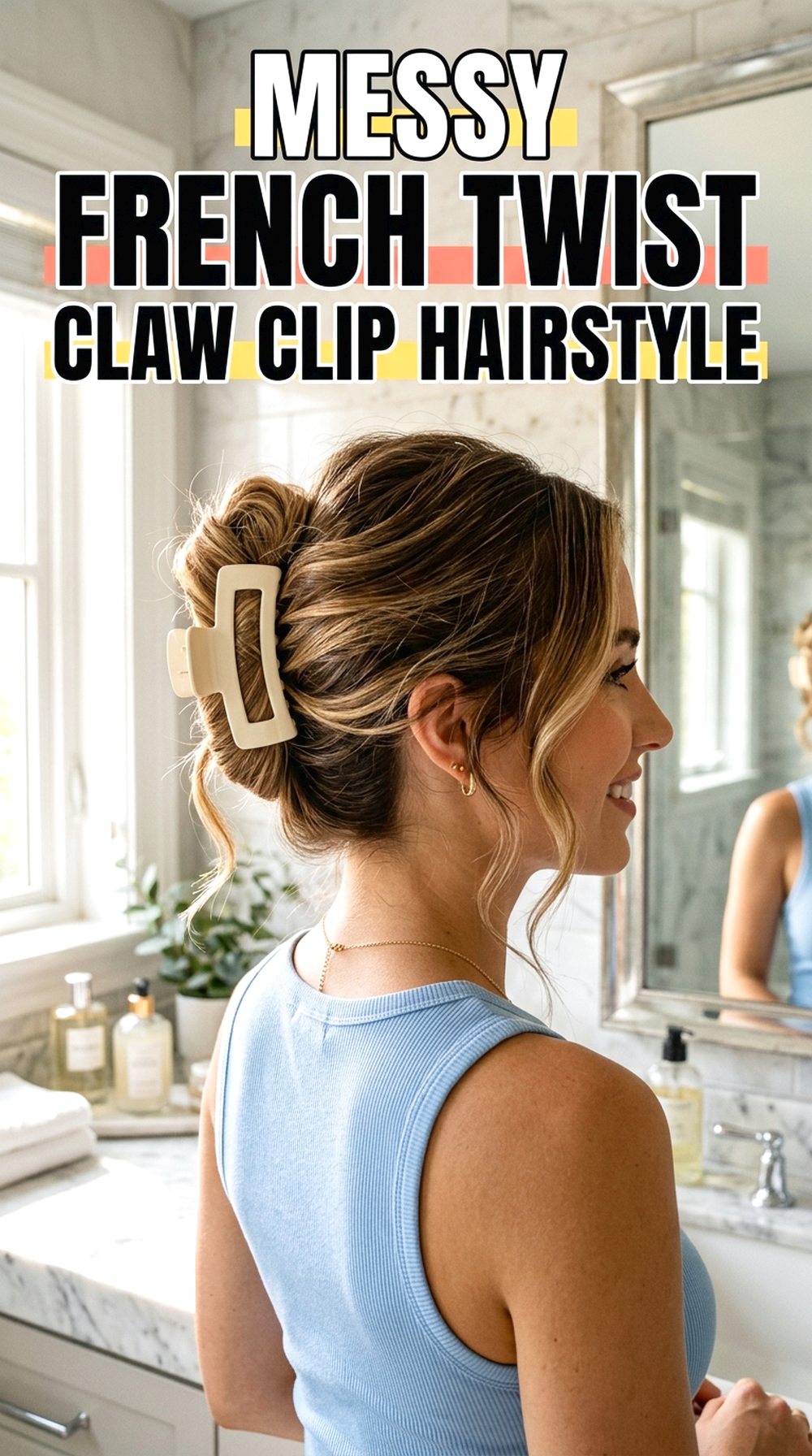 Messy French Twist Claw Clip Hairstyle