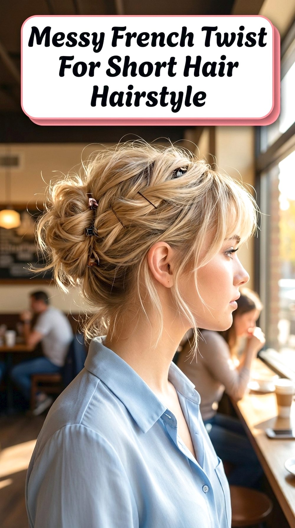 Messy French Twist For Short Hair