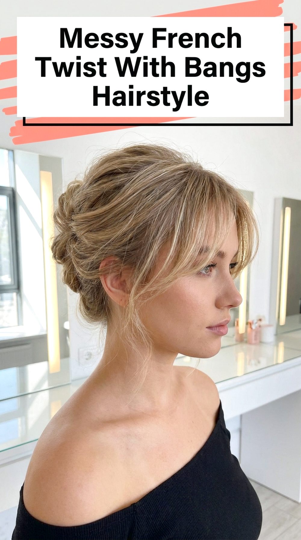 Messy French Twist With Bangs