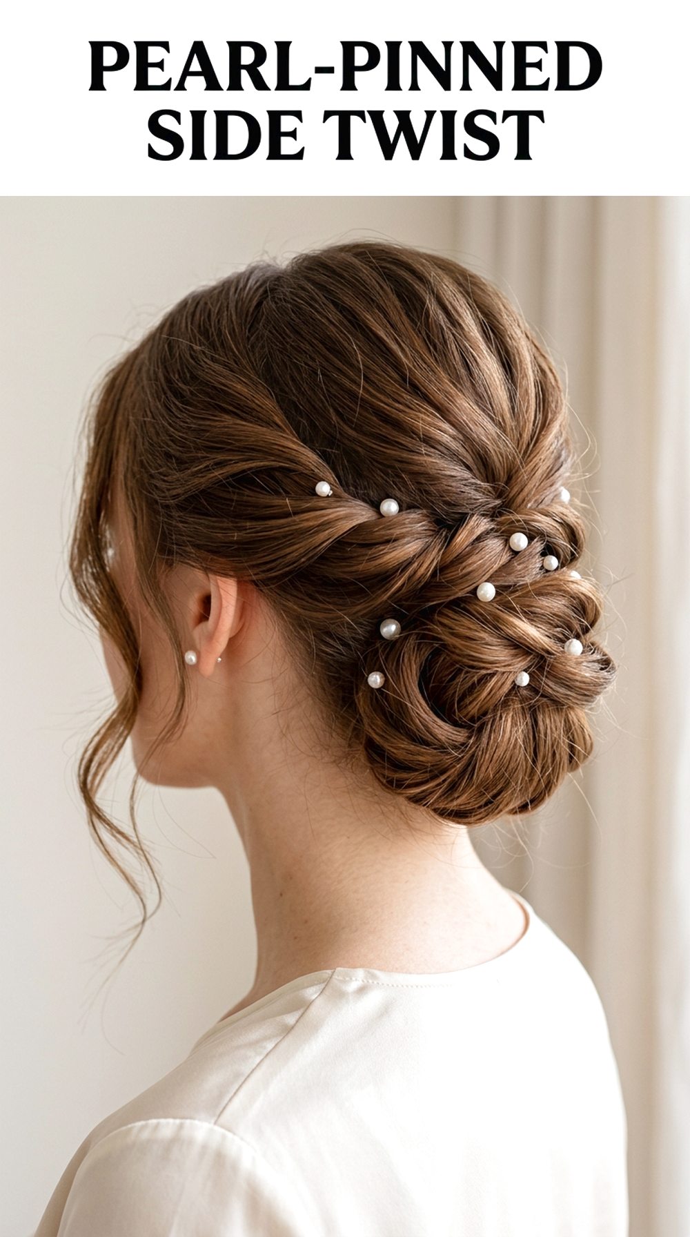 Pearl-Pinned Side Twist Updo