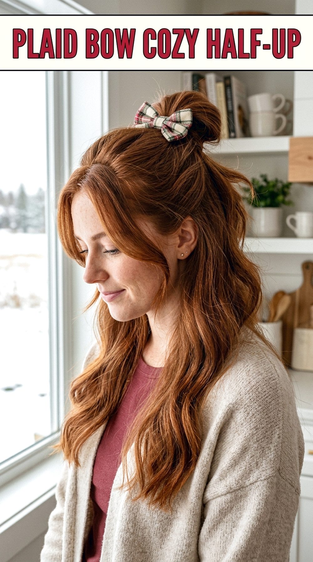 Plaid Bow Cozy Half-Up