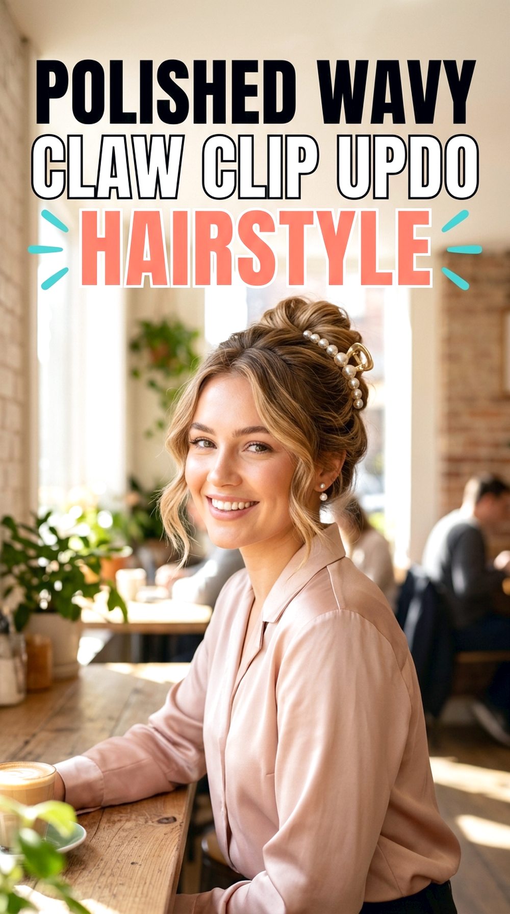 Polished Wavy Claw Clip Updo Hairstyle
