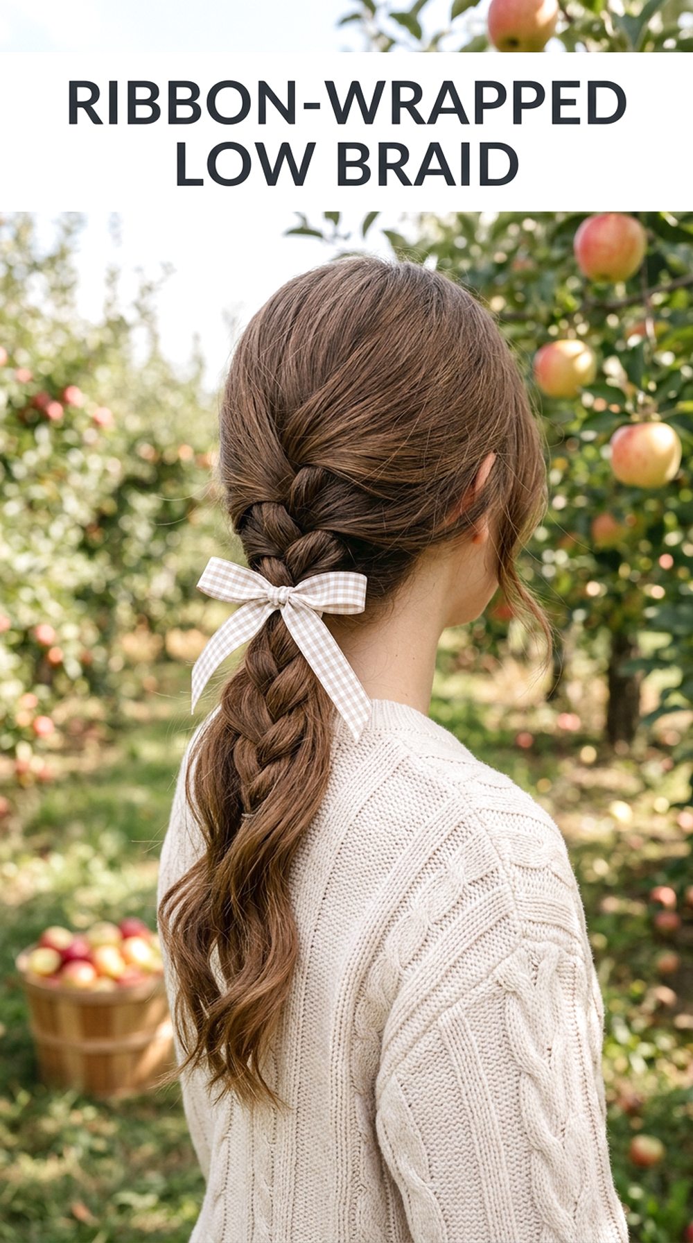Ribbon-Wrapped Low Braided Ponytail