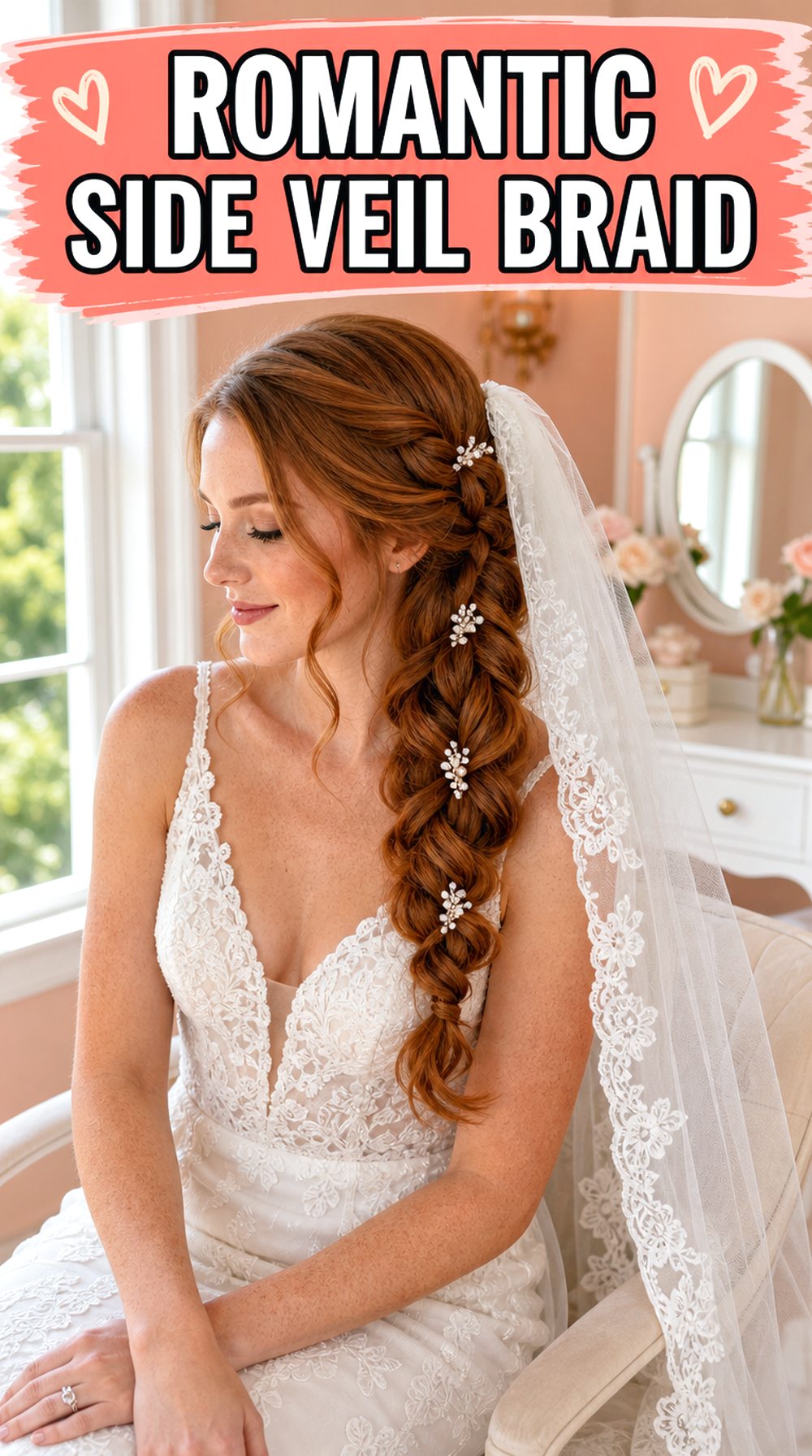 Romantic Side Veil Braid Hairstyle