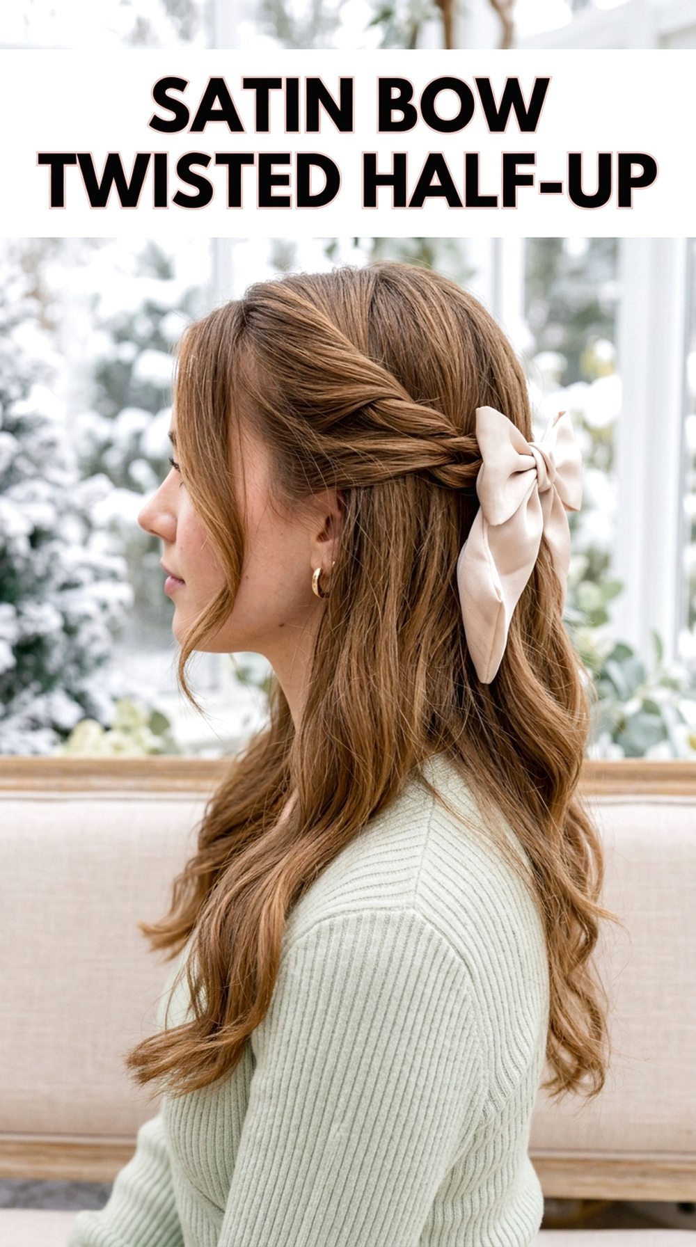 Satin Bow Twisted Half-Up
